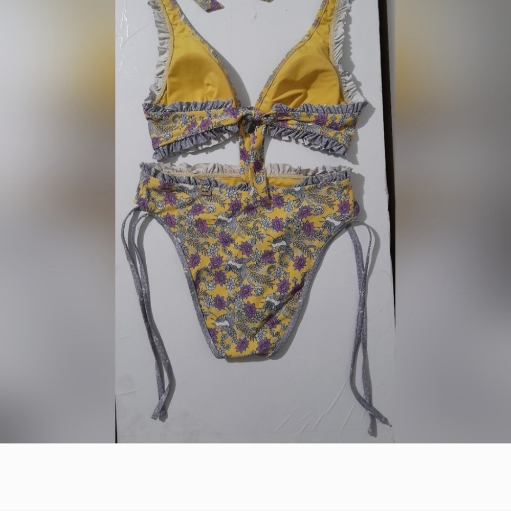 Floral Yellow and Purple Women's Bikini